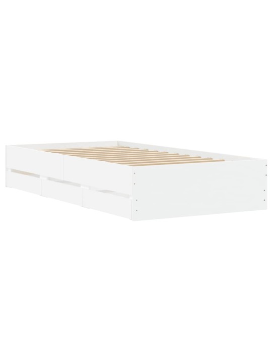 Rám postele se zásuvkami bílý 90 x 200 cm kompozitní dřevo