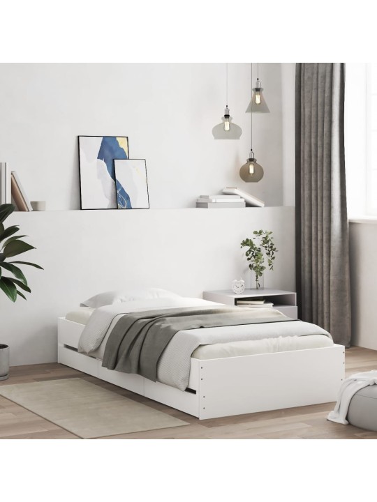 Rám postele se zásuvkami bílý 90 x 200 cm kompozitní dřevo