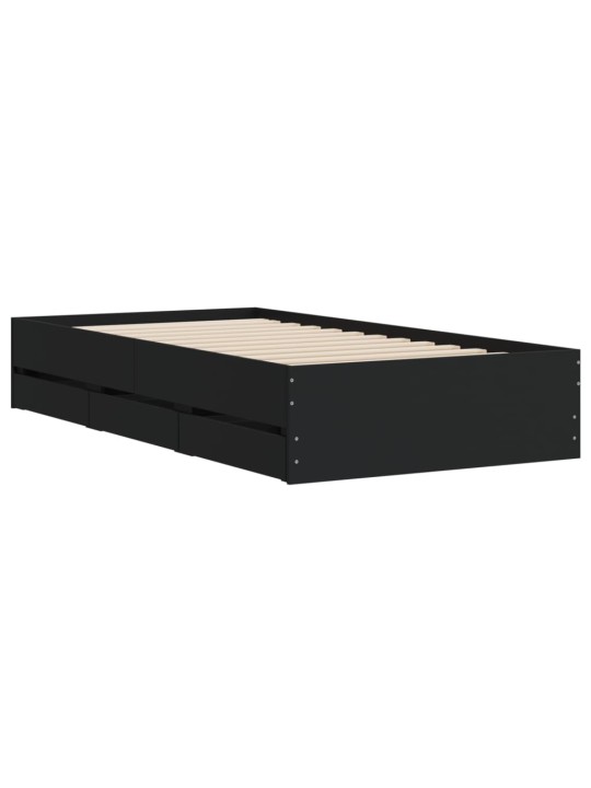 Rám postele se zásuvkami černý 90 x 200 cm kompozitní dřevo