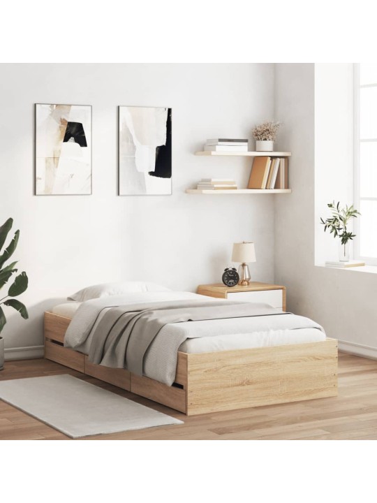Rám postele se zásuvkami dub sonoma 90x200 cm kompozitní dřevo