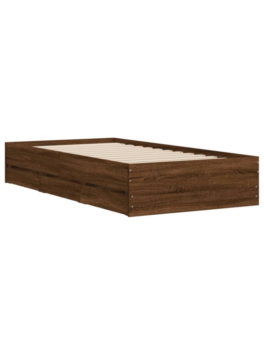 Rám postele se zásuvkami hnědý dub 90x200 cm kompozitní dřevo