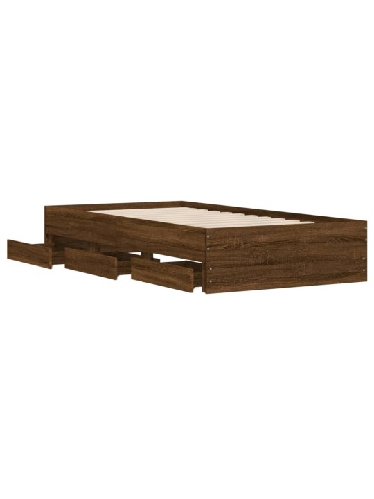 Rám postele se zásuvkami hnědý dub 90x200 cm kompozitní dřevo