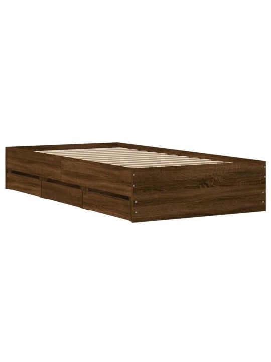 Rám postele se zásuvkami hnědý dub 90x200 cm kompozitní dřevo