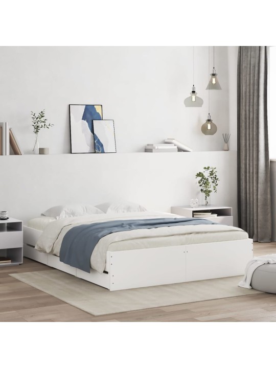 Rám postele se zásuvkami bílý 140 x 190 cm kompozitní dřevo