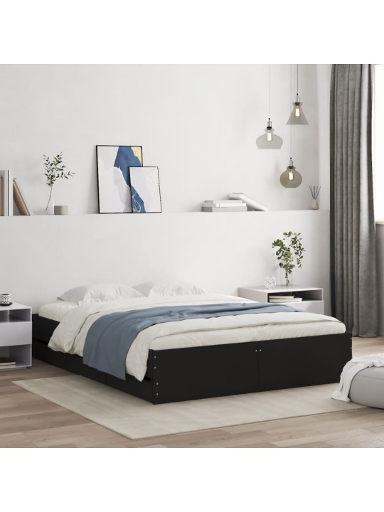 Rám postele se zásuvkami černý 140 x 190 cm kompozitní dřevo