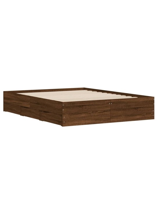 Rám postele se zásuvkami hnědý dub 140x190 cm kompozitní dřevo