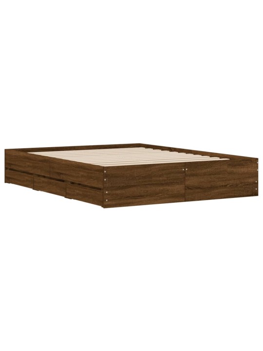 Rám postele se zásuvkami hnědý dub 140x190 cm kompozitní dřevo