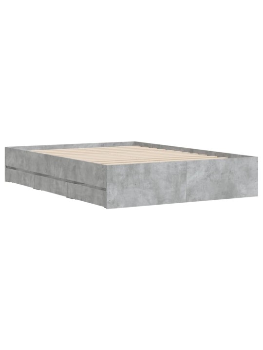 Rám postele se zásuvkami betonově šedý 135 x 190 cm kompozit