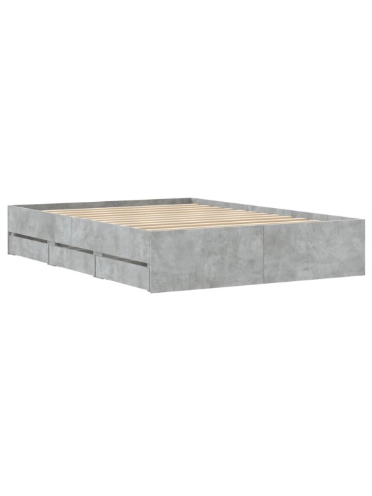 Rám postele se zásuvkami betonově šedý 135 x 190 cm kompozit