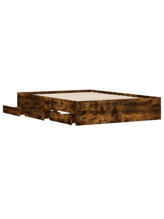 Rám postele se zásuvkami kouřový dub 135 x 190 cm kompozit