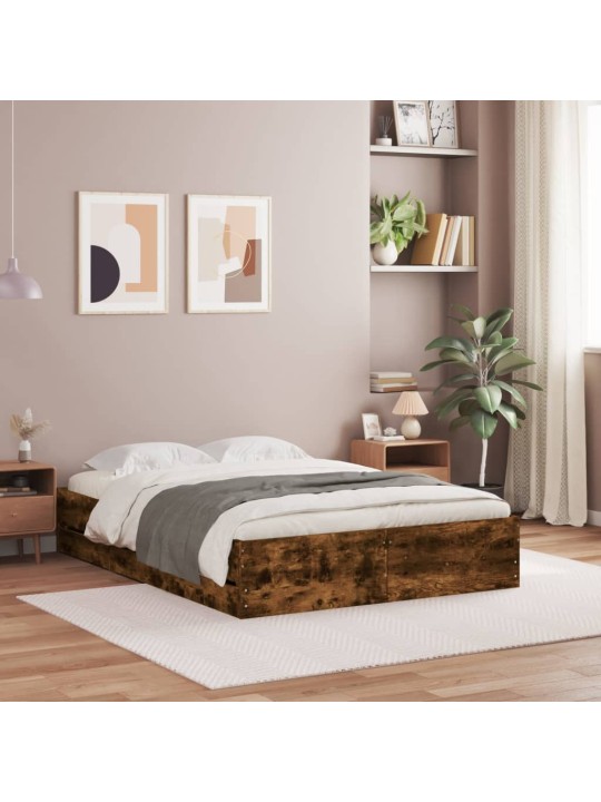 Rám postele se zásuvkami kouřový dub 135 x 190 cm kompozit