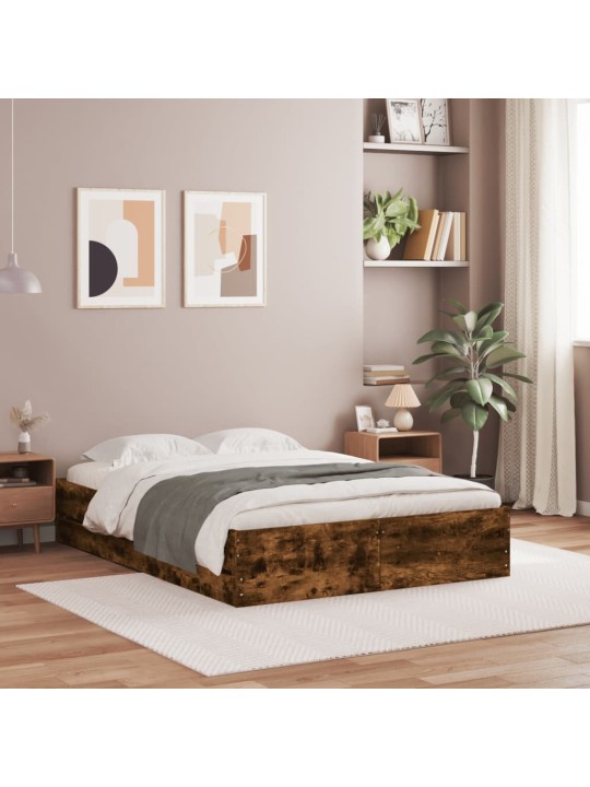 Rám postele se zásuvkami kouřový dub 120 x 190 cm kompozit