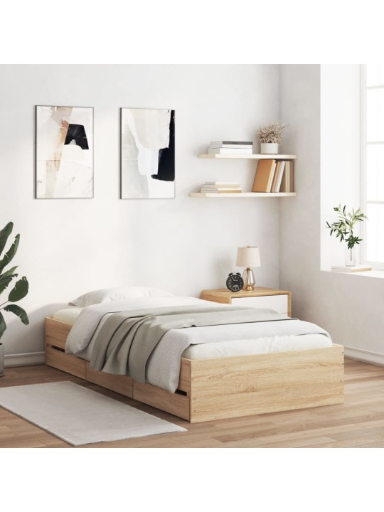 Rám postele se zásuvkami dub sonoma 90x190 cm kompozitní dřevo