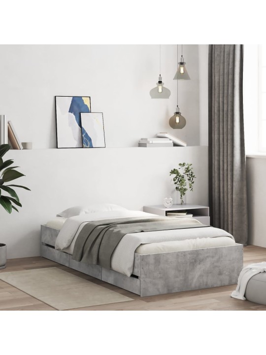 Rám postele se zásuvkami betonově šedý 90 x 190 cm kompozit
