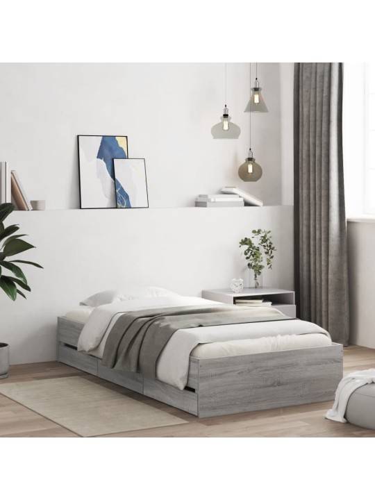 Rám postele se zásuvkami šedý sonoma 90x190 cm kompozitní dřevo