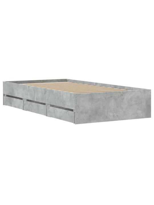 Rám postele se zásuvkami betonově šedý 75 x 190 cm kompozit