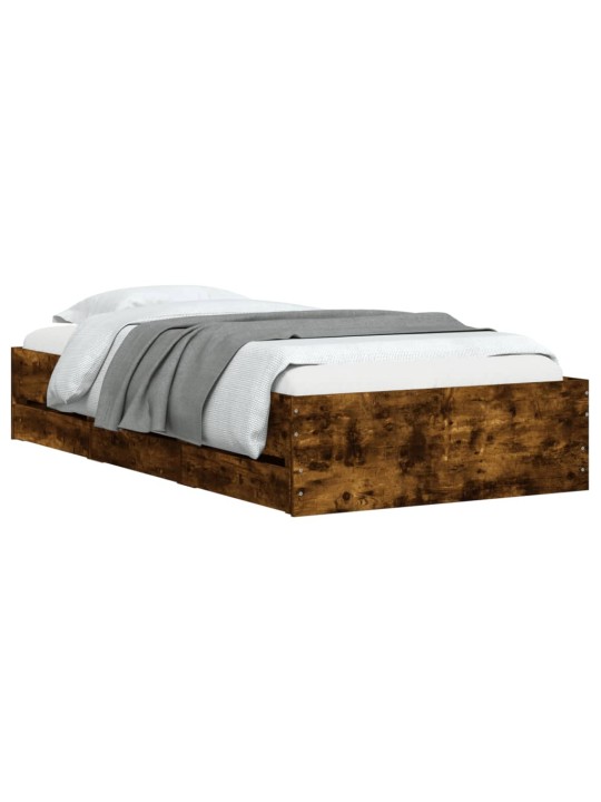 Rám postele se zásuvkami kouřový dub 75x190 cm kompozitní dřevo