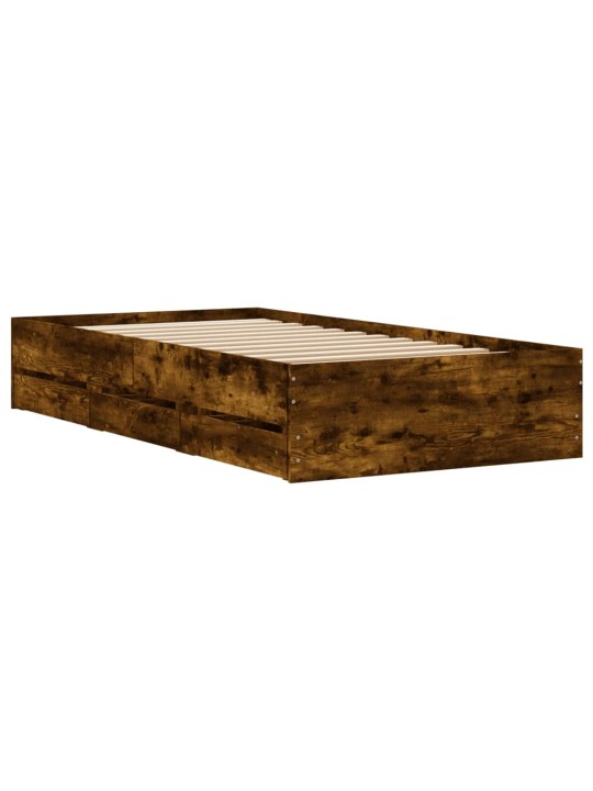 Rám postele se zásuvkami kouřový dub 75x190 cm kompozitní dřevo