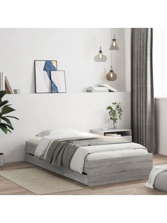 Rám postele se zásuvkami šedý sonoma 75x190 cm kompozitní dřevo