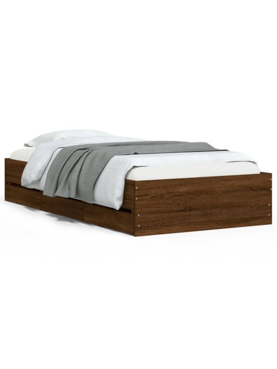 Rám postele se zásuvkami hnědý dub 75 x 190 cm kompozitní dřevo