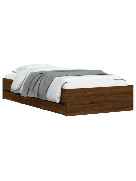Rám postele se zásuvkami hnědý dub 75 x 190 cm kompozitní dřevo