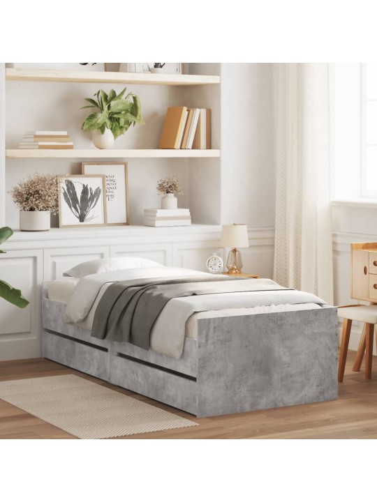Rám postele se zásuvkami betonově šedý 100 x 200 cm