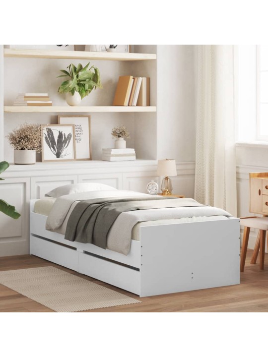 Rám postele se zásuvkami bílý 90 x 200 cm