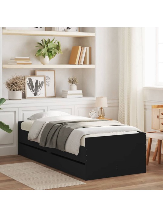 Rám postele se zásuvkami černý 90 x 200 cm
