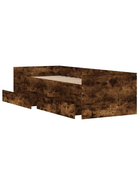 Rám postele se zásuvkami kouřový dub 90 x 200 cm