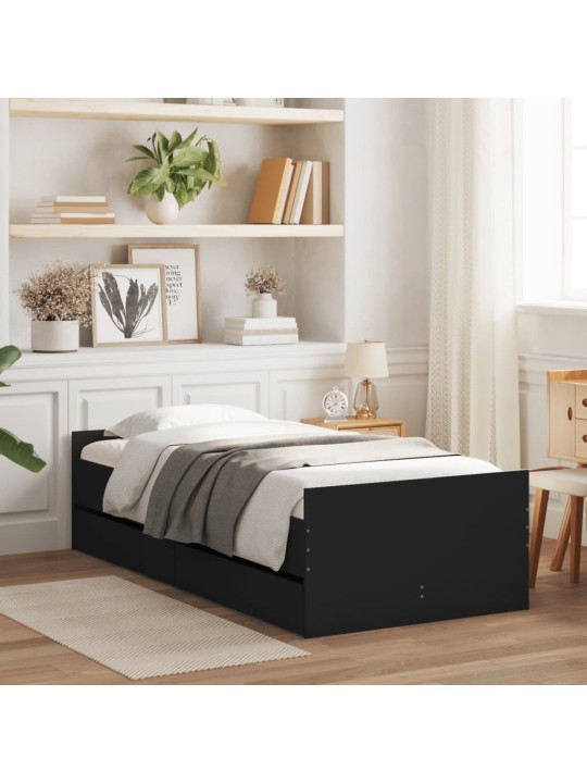 Rám postele se zásuvkami černý 100 x 200 cm