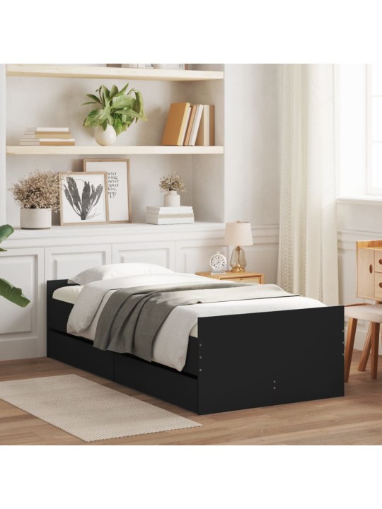 Rám postele se zásuvkami černý 90 x 200 cm
