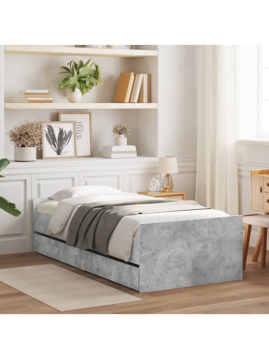 Rám postele se zásuvkami betonově šedý 90 x 200 cm