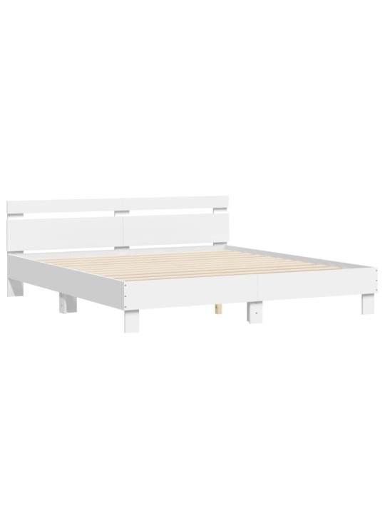 Rám postele s čelem bílý 200 x 200 cm kompozitní dřevo