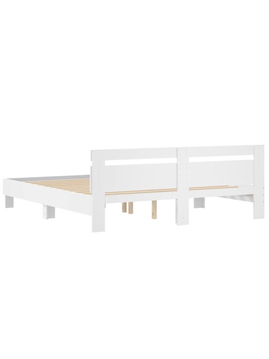 Rám postele s čelem bílý 200 x 200 cm kompozitní dřevo