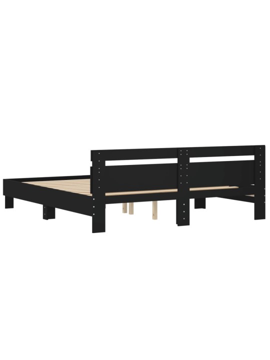 Rám postele s čelem černý 200 x 200 cm kompozitní dřevo