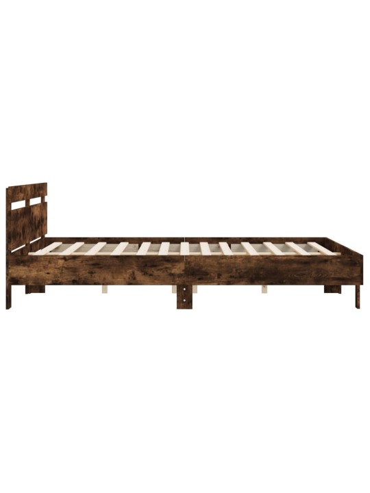 Rám postele s čelem kouřový dub 200 x 200 cm kompozitní dřevo