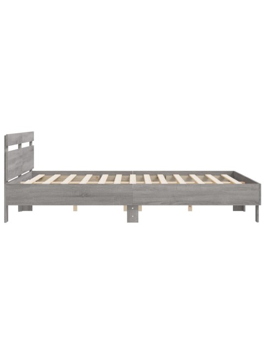 Rám postele s čelem šedý sonoma 200 x 200 cm kompozitní dřevo