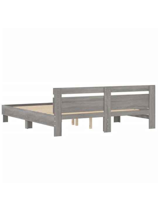Rám postele s čelem šedý sonoma 200 x 200 cm kompozitní dřevo