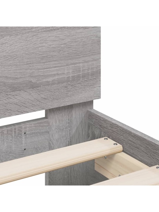 Rám postele s čelem šedý sonoma 200 x 200 cm kompozitní dřevo