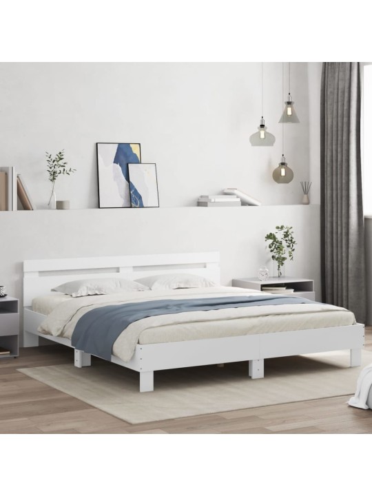 Rám postele s čelem bílý 180 x 200 cm kompozitní dřevo