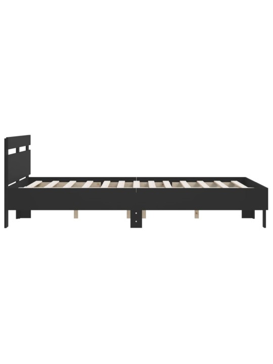 Rám postele s čelem černý 150 x 200 cm kompozitní dřevo