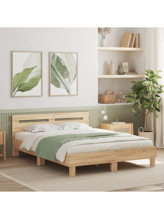 Rám postele s čelem dub sonoma 150 x 200 cm kompozitní dřevo