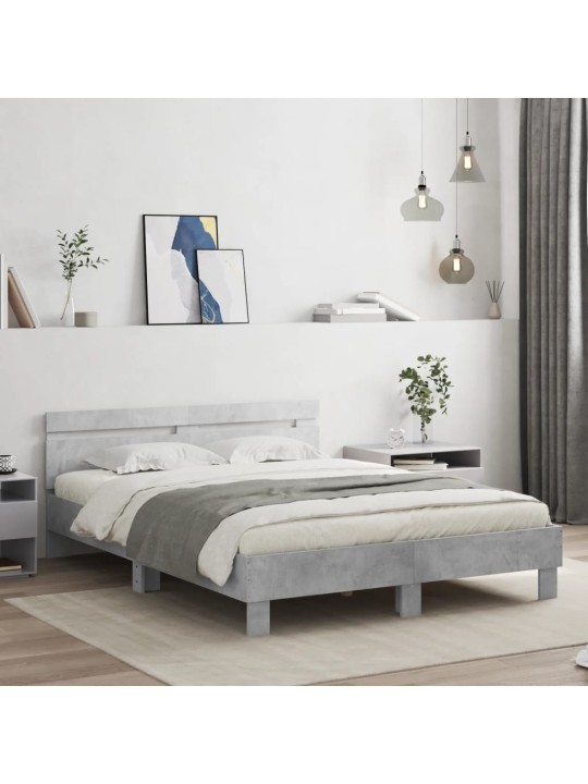 Rám postele s čelem betonově šedý 150 x 200 cm kompozitní dřevo