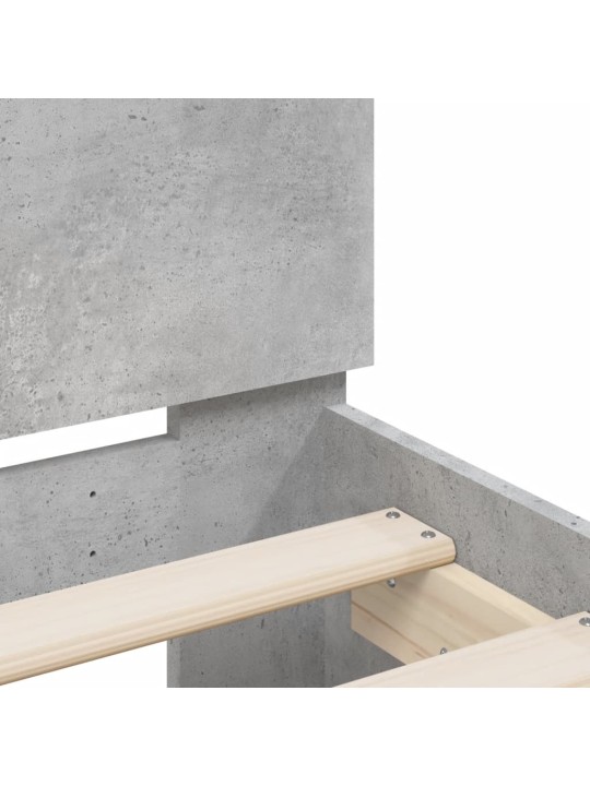 Rám postele s čelem betonově šedý 150 x 200 cm kompozitní dřevo