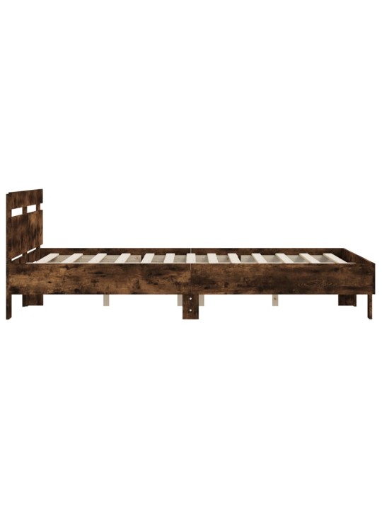Rám postele s čelem kouřový dub 150 x 200 cm kompozitní dřevo