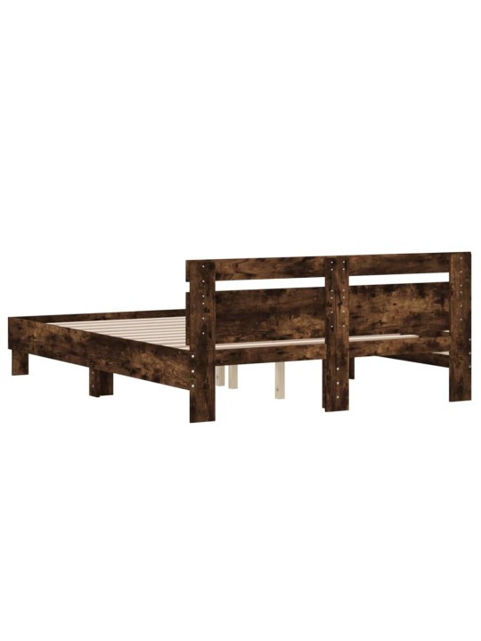 Rám postele s čelem kouřový dub 150 x 200 cm kompozitní dřevo