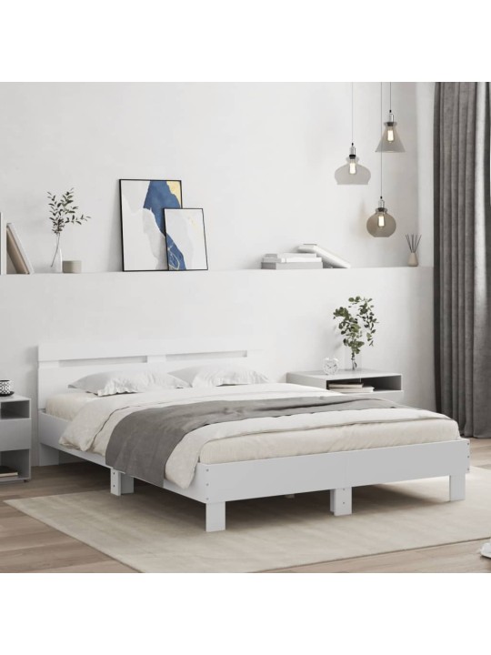 Rám postele s čelem bílý 140 x 200 cm kompozitní dřevo