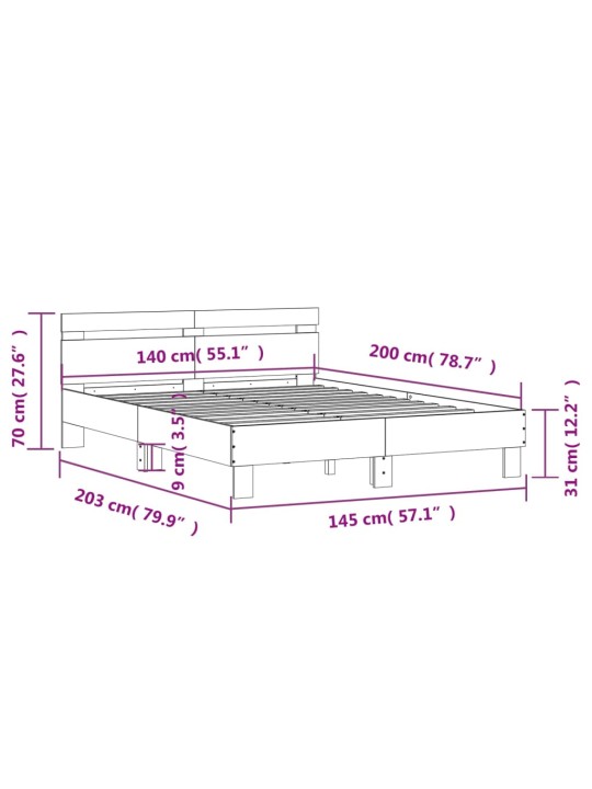 Rám postele s čelem černý 140 x 200 cm kompozitní dřevo