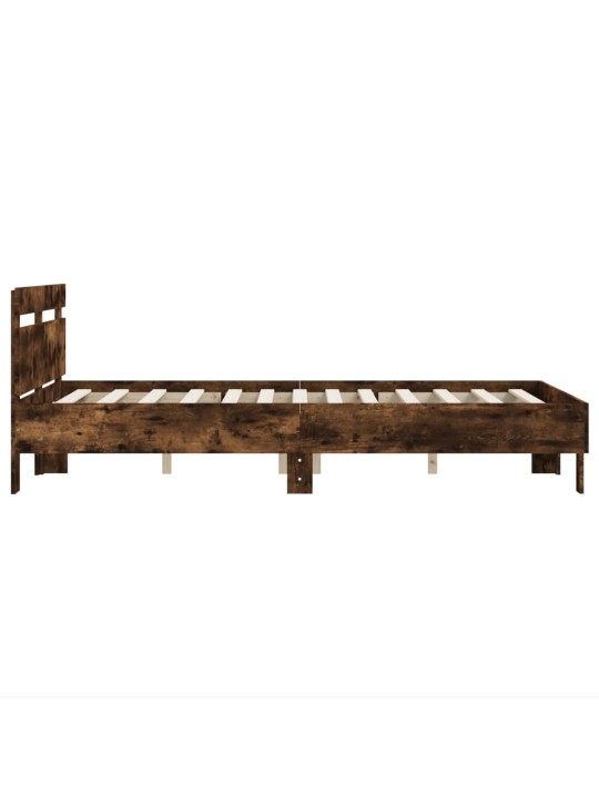 Rám postele s čelem kouřový dub 120 x 200 cm kompozitní dřevo