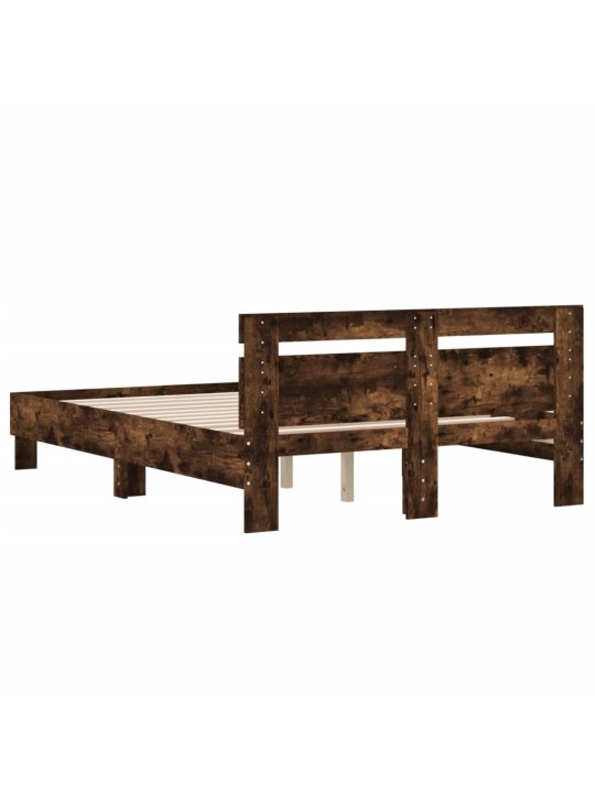 Rám postele s čelem kouřový dub 120 x 200 cm kompozitní dřevo